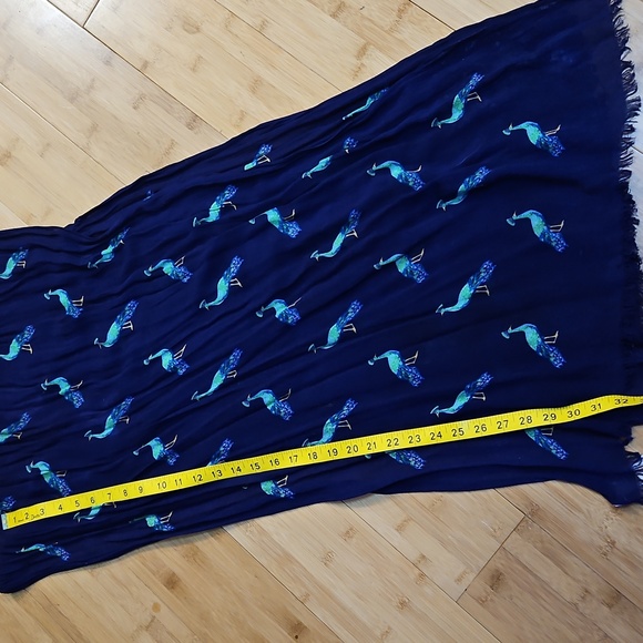 Kate Spade Navy Scarf with Peacock Design - Picture 4 of 4